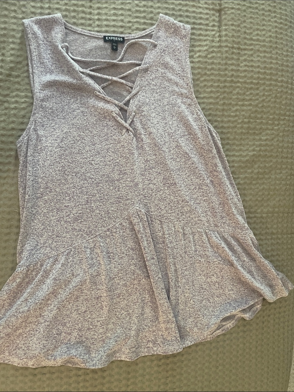 Express Mauve Lace-Up Peplum Tank